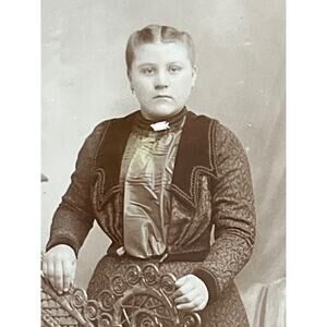 Antique Photo Cabinet Early 1900s Card Well Dressed Young Lady Mally Chicago IL